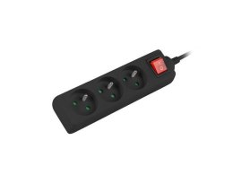 Listwa przedłużacz Lanberg 3m czarna 3x 230V PL, z wyłącznikiem, kabel wykonany z pełnej miedzi LANBERG
