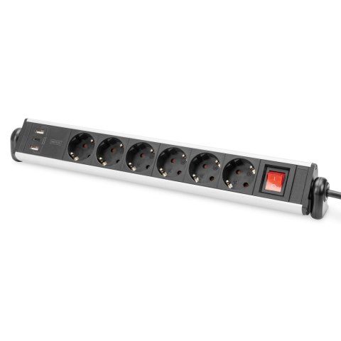 Listwa zasilająca DIGITUS biurowa 45° 6 gniazdowa 2xUSB-A 1xUSB-C (5V/3,4A) obrót 180° aluminiowa, z zaciskiem na blat Digitus Listwa zasilająca DIGITUS biurowa 45° 6 gniazdowa 2xUSB-A 1xUSB-C (5V/3,4A) obrót 180° aluminiowa, z zaciskiem na blat Digitus