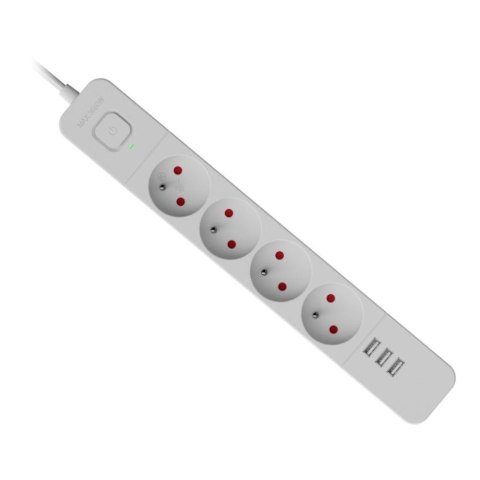 Listwa zasilająca Defender SFS 133 1,5 m, 4 gniazda, 3x USB biała Defender