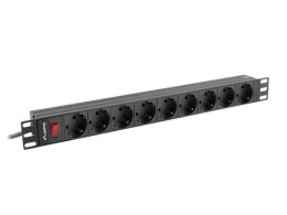 Listwa zasilająca Lanberg do RACK 1U 16A PDU 9x Schuko 3m czarna LANBERG