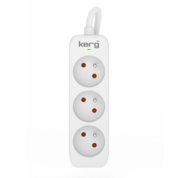 Przedłużacz KERG M02383 3-gniazdowy 1,5m 3×1,0mm2 H05VV-F 10A/250V biały KERG