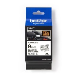Taśma Brother TZe-FX221 9mm x 8m (TZEFX221) - biała, czarny nadruk Brother
