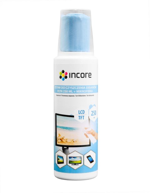 Zestaw do czyszczenia ekranów INCORE płyn 250 ml + mikrofibra Incore