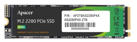 Dysk SSD Apacer AS2280P4X 2TB M.2 2280 PCIe NVMe Gen3 x4 (2100/1700 MB/s) Apacer Dysk SSD Apacer AS2280P4X 2TB M.2 2280 PCIe NVMe Gen3 x4 (2100/1700 MB/s) Apacer