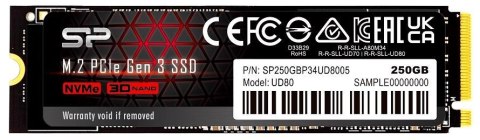 Dysk SSD Silicon Power UD80 250GB M.2 2280 PCIe Gen3x4 NVMe (3400/1800 MB/s) Silicon Power Dysk SSD Silicon Power UD80 250GB M.2 2280 PCIe Gen3x4 NVMe (3400/1800 MB/s) Silicon Power