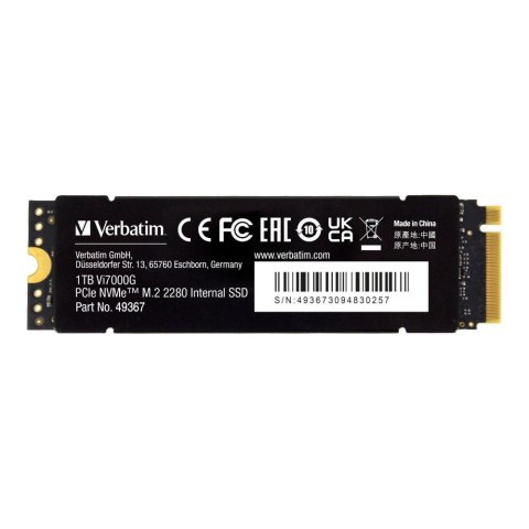 Dysk SSD Verbatim Vi7000G 1TB M.2 2280 PCIe Gen4 NVME (7400/5500 MB/s) Verbatim Dysk SSD Verbatim Vi7000G 1TB M.2 2280 PCIe Gen4 NVME (7400/5500 MB/s) Verbatim