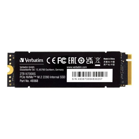 Dysk SSD Verbatim Vi7000G 2TB M.2 2280 PCIe Gen4 NVME (7400/6700 MB/s) Verbatim Dysk SSD Verbatim Vi7000G 2TB M.2 2280 PCIe Gen4 NVME (7400/6700 MB/s) Verbatim