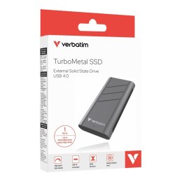 Dysk SSD zewnętrzny Verbatim TurboMetal 1TB USB4 Type-C szary Verbatim