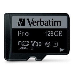 Karta pamięci Micro SDXC Verbatim Pro U3 128GB (90/45 MB/s) Class 10 U3 V30 + adapter Verbatim