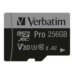 Karta pamięci Micro SDXC Verbatim Pro U3 256GB (100/90 MB/s) Class 10 U3 V30 + adapter Verbatim