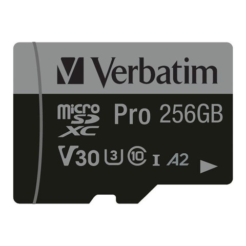 Karta pamięci Micro SDXC Verbatim Pro U3 256GB (100/90 MB/s) Class 10 U3 V30 + adapter Verbatim Karta pamięci Micro SDXC Verbatim Pro U3 256GB (100/90 MB/s) Class 10 U3 V30 + adapter Verbatim