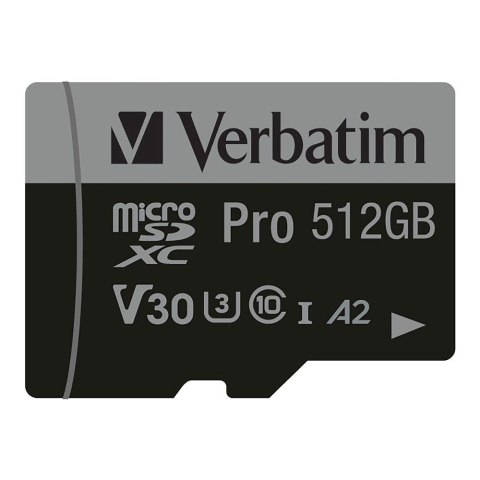Karta pamięci Micro SDXC Verbatim Pro U3 512GB (100/90 MB/s) Class 10 U3 V30 + adapter Verbatim Karta pamięci Micro SDXC Verbatim Pro U3 512GB (100/90 MB/s) Class 10 U3 V30 + adapter Verbatim