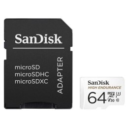 Karta pamięci MicroSDXC SanDisk High Endurance 64GB 100/40 MB/s A1 Class 10 V30 UHS-I U3 + adapter Sandisk