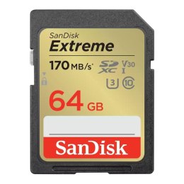 Karta pamięci SDXC SanDisk Extreme 64GB 170/80MB/s C10 V30 UHS-I U3 Sandisk