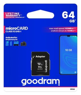 Karta pamięci microSDXC GOODRAM 64GB M1AA-0640R12 cl 10 UHS-I + adapter Goodram