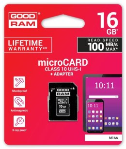 Karta pamięci microSDHC GOODRAM 16GB M1AA-0160R12 cl 10 UHS-I + adapter Goodram