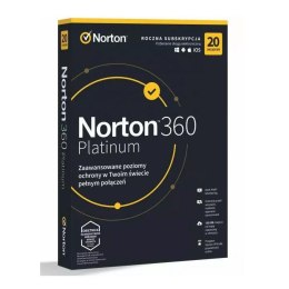 Oprogramowanie NORTON 360 PLATINUM 100GB PL 1 użytkownik 20 urządzeń NORTONLIFELOCK
