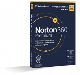 Oprogramowanie NORTON 360 Premium 75GB PL 1 użytkownik, 10 urządzeń, 1 rok NORTONLIFELOCK