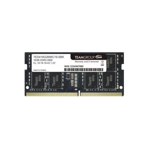 Pamięć SODIMM DDR4 Team Group Elite 16GB (1x16GB) 2666MHz CL19 1,2V Team Group Pamięć SODIMM DDR4 Team Group Elite 16GB (1x16GB) 2666MHz CL19 1,2V Team Group