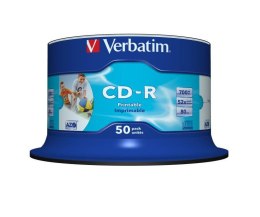 Płyty CD-R Verbatim 52x 700MB (Cake 50) WIDE PRINTABLE NON-ID Verbatim