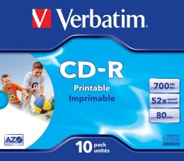 Płyty CD-R Verbatim 700MB AZO printable (10 Jewel Case) Verbatim