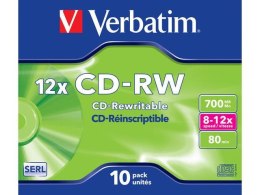 Płyty CD-RW Verbatim 700MB Scratch Resistant X12 (10 Jewel Case) Verbatim