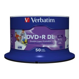 Płyty DVD+R DL Verbatim 8.5GB 8x Wide Inkjet Printable (Spindle 50) Verbatim