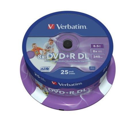 Płyty DVD+R DL Verbatim 8x 8.5GB (Cake 25) PRINTABLE Verbatim Płyty DVD+R DL Verbatim 8x 8.5GB (Cake 25) PRINTABLE Verbatim