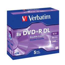 Płyty DVD+R DL Verbatim 8x 8.5GB (Jewel Case 5) MATT SILVER Verbatim