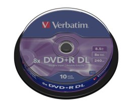 Płyty DVD+R DL Verbatim 8x 8,5GB Matt Silver (Cake 10) Verbatim