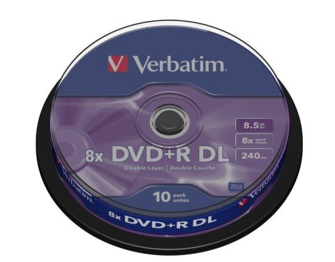 Płyty DVD+R DL Verbatim 8x 8,5GB Matt Silver (Cake 10) Verbatim Płyty DVD+R DL Verbatim 8x 8,5GB Matt Silver (Cake 10) Verbatim