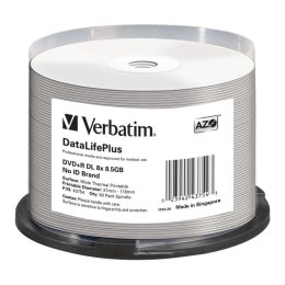 Płyty DVD+R DL Verbatim DataLife Plus 8.5GB 8x Wide Thermal Printable (Spindle 50) Verbatim