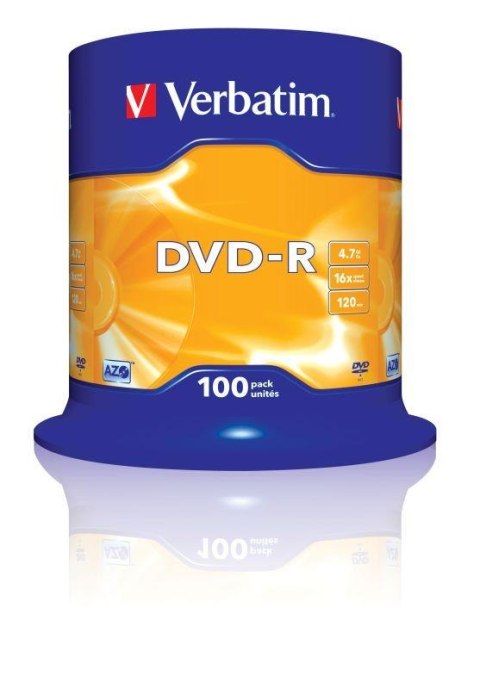 Płyty DVD-R Verbatim 16x 4.7GB (Cake 100) MATT SILVER Verbatim Płyty DVD-R Verbatim 16x 4.7GB (Cake 100) MATT SILVER Verbatim