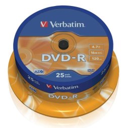 Płyty DVD-R Verbatim 16x 4.7GB (Cake 25) MATT SILVER Verbatim