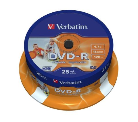 Płyty DVD-R Verbatim 16x 4.7GB (Cake 25) WIDE PRINTABLE Verbatim Płyty DVD-R Verbatim 16x 4.7GB (Cake 25) WIDE PRINTABLE Verbatim
