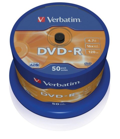 Płyty DVD-R Verbatim 16x 4.7GB (Cake 50) MATT SILVER Verbatim Płyty DVD-R Verbatim 16x 4.7GB (Cake 50) MATT SILVER Verbatim