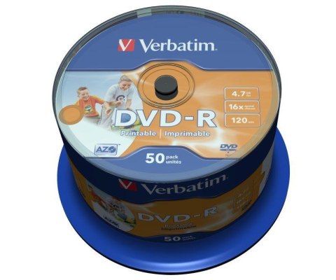 Płyty DVD-R Verbatim 16x 4.7GB (Cake 50) WIDE PRINTABLE Verbatim Płyty DVD-R Verbatim 16x 4.7GB (Cake 50) WIDE PRINTABLE Verbatim