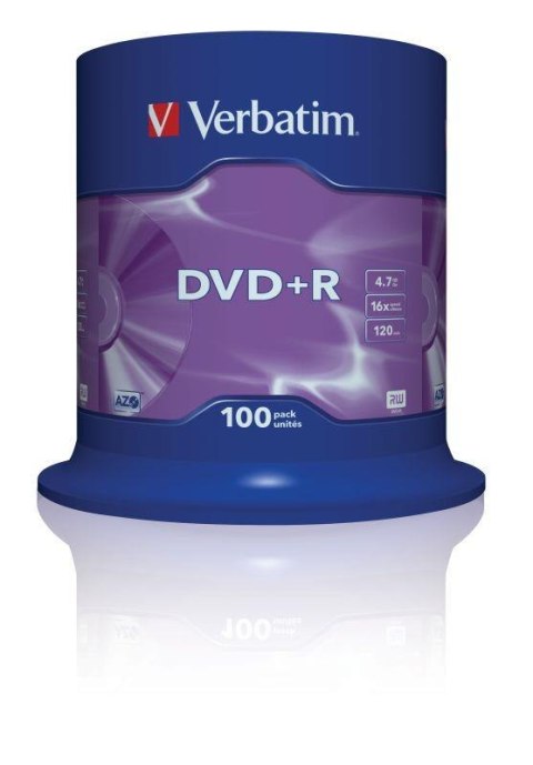 Płyty DVD+R Verbatim 16x 4.7GB Matt Silver (Cake 100) Verbatim Płyty DVD+R Verbatim 16x 4.7GB Matt Silver (Cake 100) Verbatim