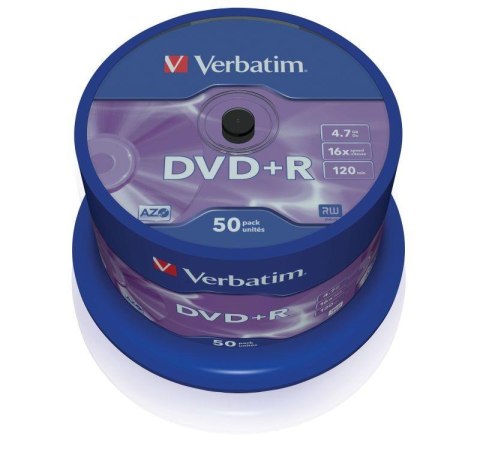 Płyty DVD+R Verbatim 16x 4.7GB Matt Silver (Cake 50) Verbatim Płyty DVD+R Verbatim 16x 4.7GB Matt Silver (Cake 50) Verbatim
