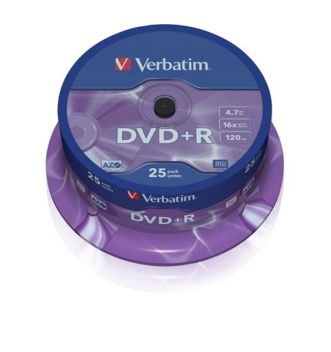 Płyty DVD+R Verbatim 16x 4.7GB Matt Silver (cake 25) Verbatim Płyty DVD+R Verbatim 16x 4.7GB Matt Silver (cake 25) Verbatim