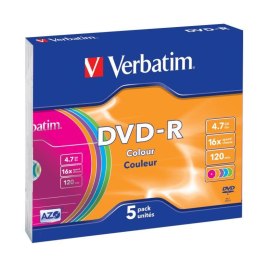 Płyty DVD-R Verbatim 16x 4.7GB (Slim 5) COLOUR Verbatim