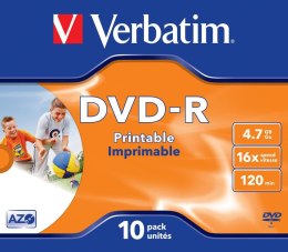 Płyty DVD-R Verbatim 4.7GB X16 Printable (10 Jewel Case) Verbatim