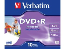 Płyty DVD+R Verbatim 4.7GB X16 printable (10 Jewel Case) Verbatim