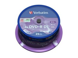 Płyty DVD+R Verbatim 8.5GB X8 Double Layer (25 Cake) Verbatim