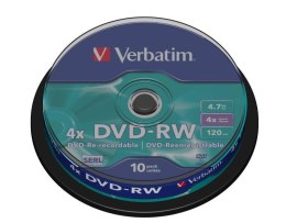 Płyty DVD-RW Verbatim 4x 4.7GB (Cake 10) MATT SILVER Verbatim