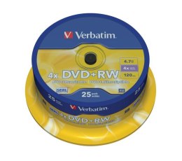Płyty DVD+RW Verbatim 4x 4.7GB (Cake 25) MATT SILVER Verbatim
