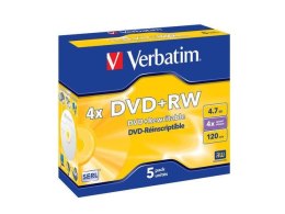 Płyty DVD+RW Verbatim 4.7GB X4 Matt Silver (5 Jewel Case) Verbatim