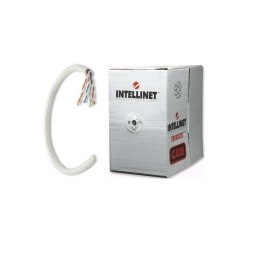 Kabel instalacyjny Intellinet skrętka Cat6 UTP drut 100% miedź 305m, szary, 23AWG, szpula Intellinet
