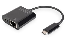 Karta sieciowa DIGITUS przewodowa USB 3.0 Typ C do RJ45 Gigabit Ethernet oraz 1xUSB Typ C z PD 2.0 Digitus
