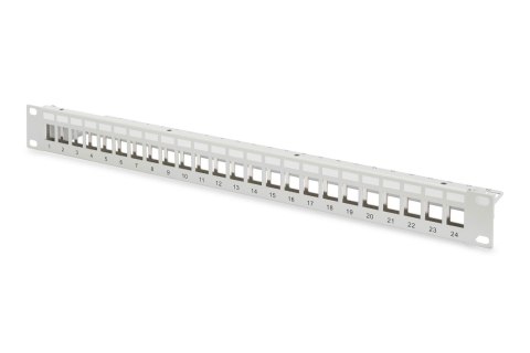 Patch panel pusty DIGITUS 19" 24 port 1U do modułów keystone (RAL 7035) Digitus Patch panel pusty DIGITUS 19" 24 port 1U do modułów keystone (RAL 7035) Digitus